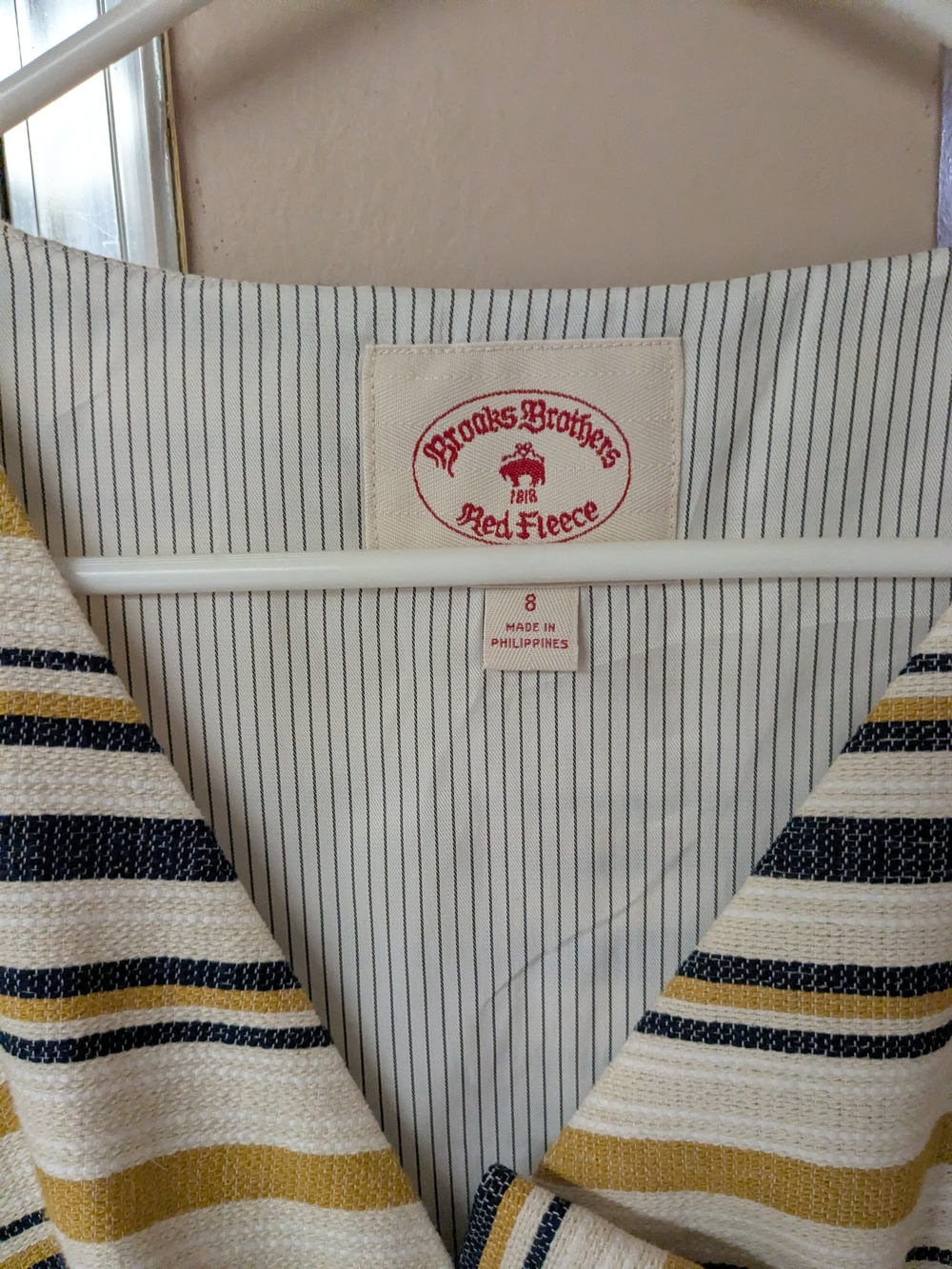 Vintage Brooks Brothers Yellow, Cream & Navy Striped Knot-Front Dress Size 8 - Picture 3 of 7